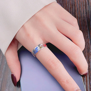 Buddha Gift 925 Sterling Silver Lucky Koi Fish Auspicious Clouds Wealth Ring
