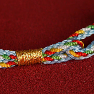 Buddha Gift 925 Sterling Silver Fu Character Luck Multicolored Rope Bracelet