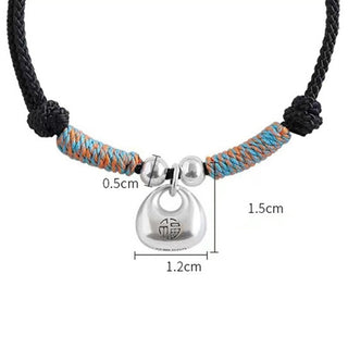 Buddha Gift Handmade 925 Sterling Silver Fu Character Safe And Well Luck Braided Bracelet