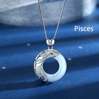 Buddha Gift 925 Sterling Silver 12 Constellations of the Zodiac Cat's Eye Love Support Necklace Pendant