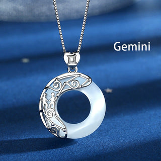 Buddha Gift 925 Sterling Silver 12 Constellations of the Zodiac Cat's Eye Love Support Necklace Pendant