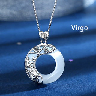 Buddha Gift 925 Sterling Silver 12 Constellations of the Zodiac Cat's Eye Love Support Necklace Pendant