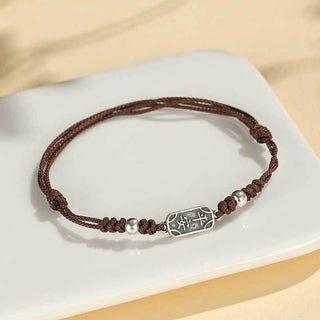 Buddha Gift Handmade 925 Sterling Silver Peace And Joy Safe Well Protection Braided Bracelet
