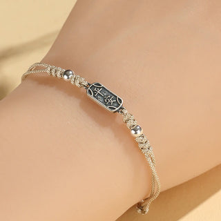 Buddha Gift Handmade 925 Sterling Silver Peace And Joy Safe Well Protection Braided Bracelet