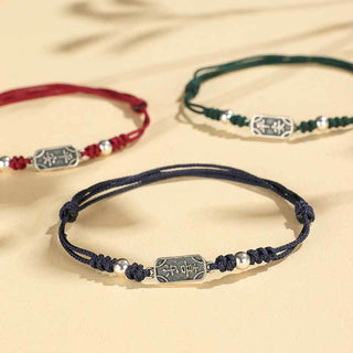 Buddha Gift Handmade 925 Sterling Silver Peace And Joy Safe Well Protection Braided Bracelet