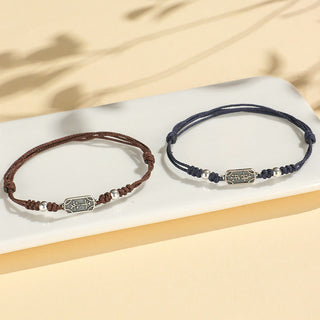 Buddha Gift Handmade 925 Sterling Silver Peace And Joy Safe Well Protection Braided Bracelet