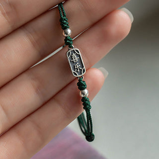 Buddha Gift Handmade 925 Sterling Silver Peace And Joy Safe Well Protection Braided Bracelet