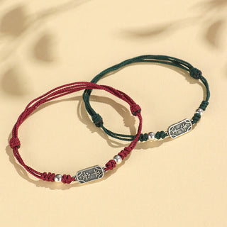 Buddha Gift Handmade 925 Sterling Silver Peace And Joy Safe Well Protection Braided Bracelet