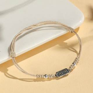 Buddha Gift Handmade 925 Sterling Silver Peace And Joy Safe Well Protection Braided Bracelet