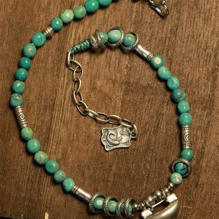 Buddha Gift 925 Sterling Silver Turquoise Small Beads Chinese Lock Charm Strength Anklet