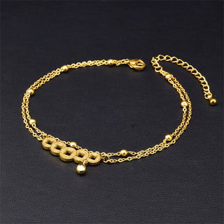 Buddha Gift Copper Coins Attract Wealth Titanium Steel Anklet