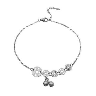 Buddha Gift Copper Coins Bell Charm Titanium Steel Strengthen Anklet