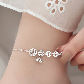 Buddha Gift 925 Sterling Silver Copper Coins Bells Protection Metal Anklet