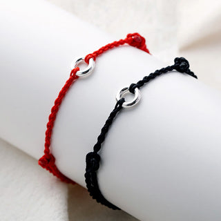 Buddha Gift 925 Sterling Silver Peace Buckle Luck String Braid Rope Anklet