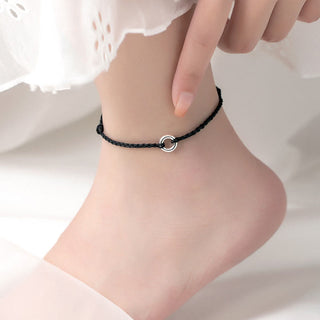 Buddha Gift 925 Sterling Silver Peace Buckle Luck String Braid Rope Anklet