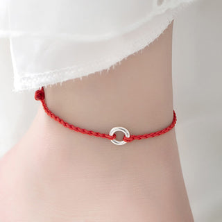 Buddha Gift 925 Sterling Silver Peace Buckle Luck String Braid Rope Anklet