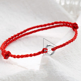 Buddha Gift 925 Sterling Silver Peace Buckle Luck String Braid Rope Anklet