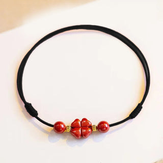 Buddha Gift Cinnabar Four Leaf Clover Blessing String Rope Anklet