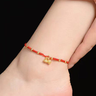 Buddha Gift Lotus Pod Charm Luck String Rope Anklet