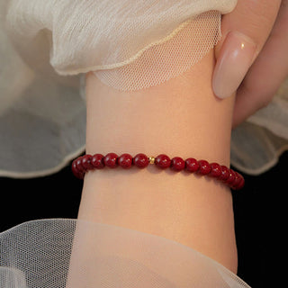 Buddha Gift 925 Sterling Silver Cinnabar Beads Blessing Anklet