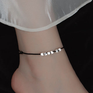 Buddha Gift 925 Sterling Silver Beads Luck Protection Braid Rope Anklet