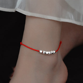 Buddha Gift 925 Sterling Silver Beads Luck Protection Braid Rope Anklet