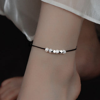 Buddha Gift 925 Sterling Silver Beads Luck Protection Braid Rope Anklet