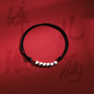Buddha Gift 925 Sterling Silver Beads Luck Protection Braid Rope Anklet
