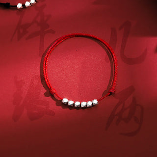 Buddha Gift 925 Sterling Silver Beads Luck Protection Braid Rope Anklet