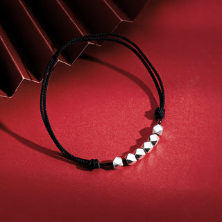 Buddha Gift 925 Sterling Silver Beads Luck Protection Braid Rope Anklet