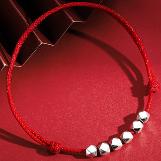 Buddha Gift 925 Sterling Silver Beads Luck Protection Braid Rope Anklet