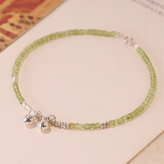 Buddha Gift 925 Sterling Silver Peridot Square Beads Peace Anklet