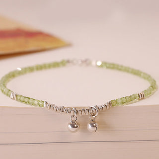 Buddha Gift 925 Sterling Silver Peridot Square Beads Peace Anklet