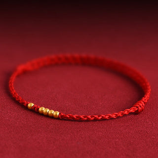 Buddha Gift 999 Gold Beads Luck Braided Protection Couple Bracelet