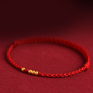 Buddha Gift 999 Gold Beads Luck Braided Protection Couple Bracelet