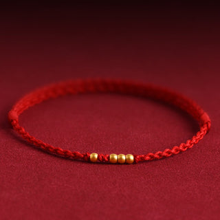 Buddha Gift 999 Gold Beads Luck Braided Protection Couple Bracelet