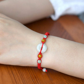 Buddha Gift Jade Peace Buckle Luck Red String Bracelet