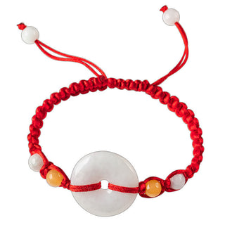 Buddha Gift Jade Peace Buckle Luck Red String Bracelet