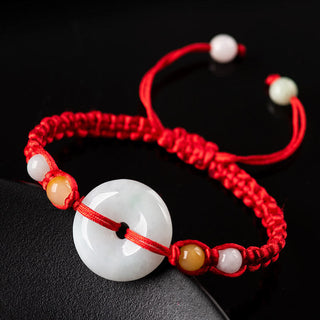 Buddha Gift Jade Peace Buckle Luck Red String Bracelet