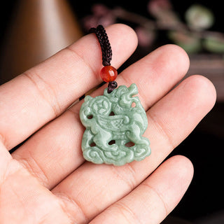Buddha Gift Jade PiXiu Wealth Luck String Necklace Pendant