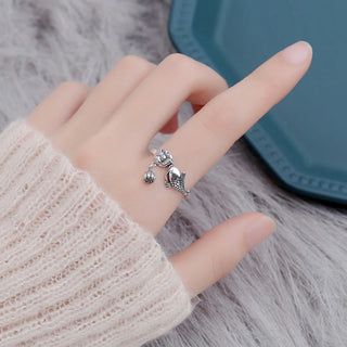 Buddha Gift 925 Sterling Silver Koi Fish Lotus Flower Success Ring