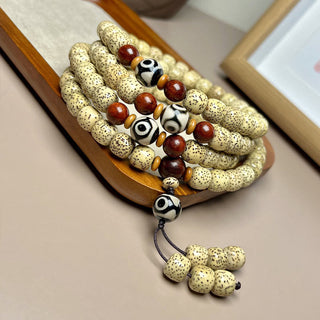 Buddha Gift 108 Mala Beads Bodhi Seed Dzi Bead Keep Away Evil Spirits Bracelet