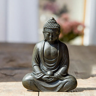 Buddha Gift Tibetan Meditating Buddha Iron Powder Rust Cast Resin Statue Serenity Decoration