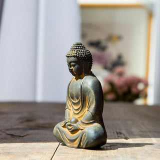 Buddha Gift Tibetan Meditating Buddha Iron Powder Rust Cast Resin Statue Serenity Decoration