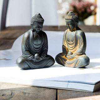 Buddha Gift Tibetan Meditating Buddha Iron Powder Rust Cast Resin Statue Serenity Decoration