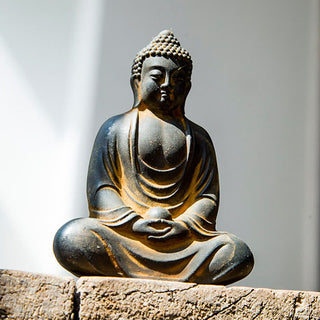 Buddha Gift Tibetan Meditating Buddha Iron Powder Rust Cast Resin Statue Serenity Decoration