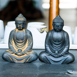 Buddha Gift Tibetan Meditating Buddha Iron Powder Rust Cast Resin Statue Serenity Decoration