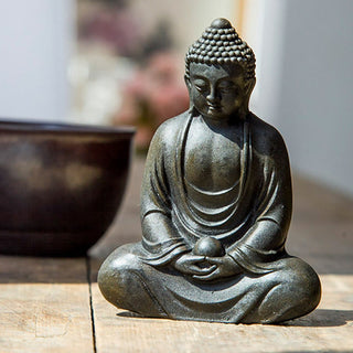 Buddha Gift Tibetan Meditating Buddha Iron Powder Rust Cast Resin Statue Serenity Decoration