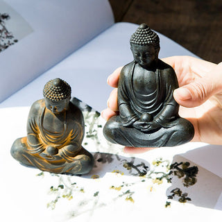 Buddha Gift Tibetan Meditating Buddha Iron Powder Rust Cast Resin Statue Serenity Decoration