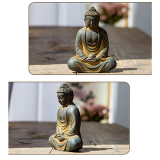 Buddha Gift Tibetan Meditating Buddha Iron Powder Rust Cast Resin Statue Serenity Decoration